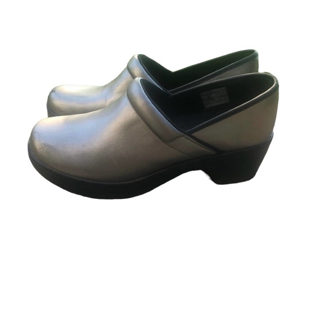 Lands End Clog Mule Heel Metallic Silver Gray Size 10 Slip on #444703